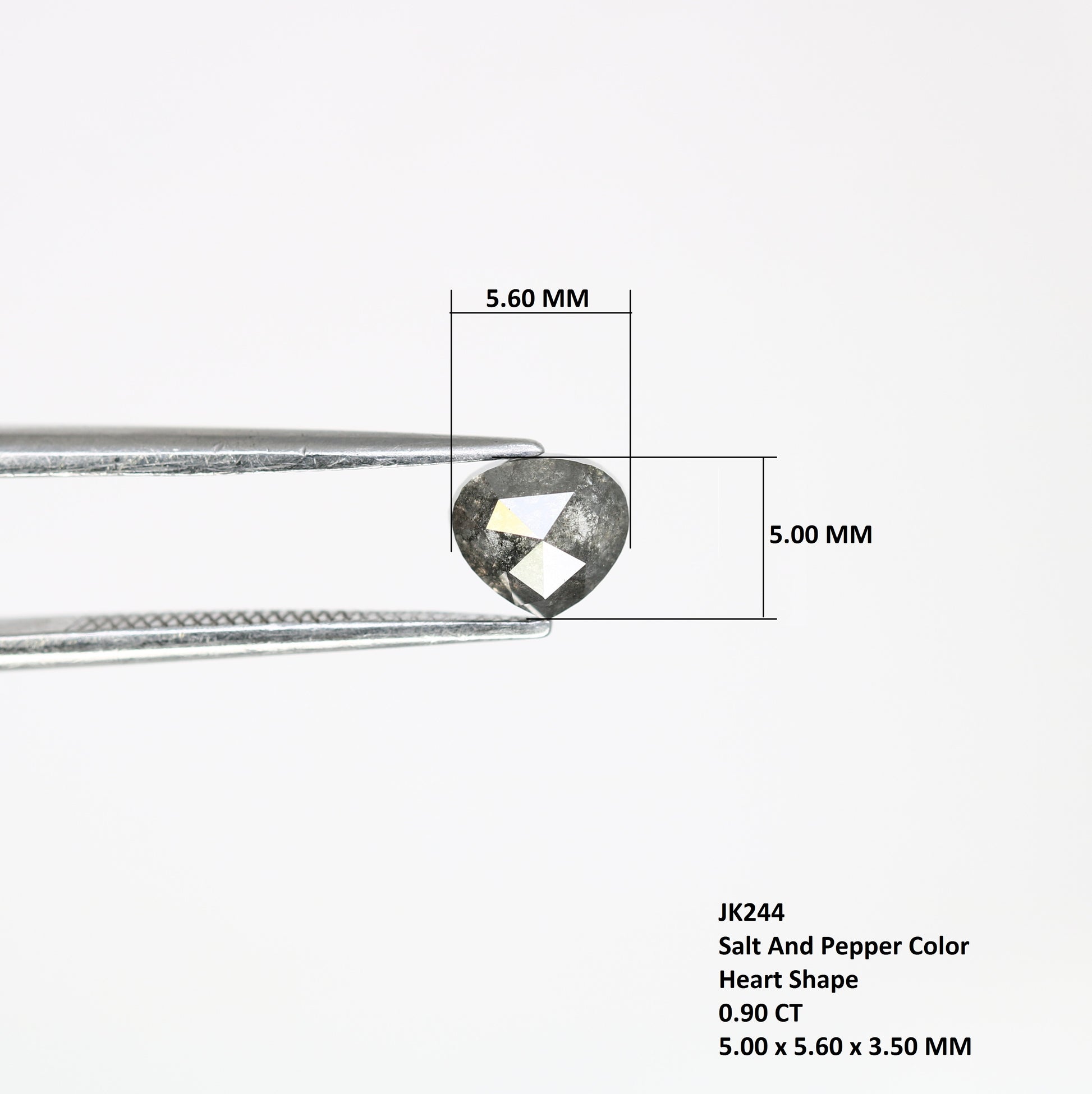 0.90 Carat Heart Shape Salt And Pepper Loose 5.00 MM Diamond For Galaxy Ring - JayKrishna Diamond