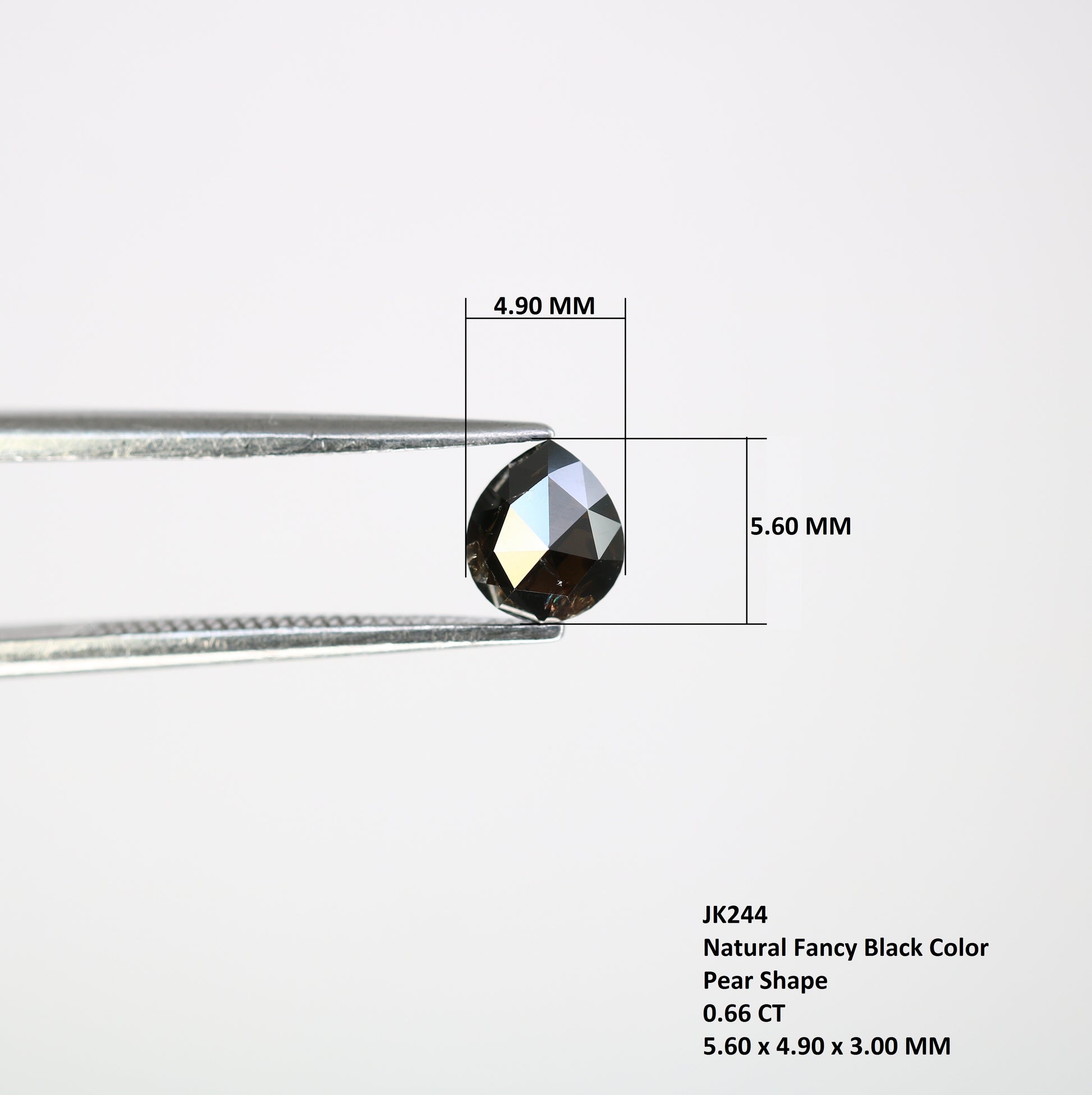 0.66 CT 5.60 MM Natural Fancy Black Pear Cut Diamond for Designer Ring - Unique Gemstone for Custom Jewelry Creations - JayKrishna Diamond
