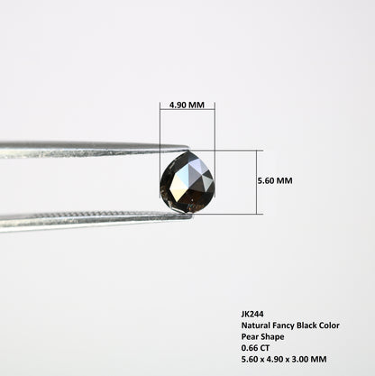 0.66 CT 5.60 MM Natural Fancy Black Pear Cut Diamond for Designer Ring - Unique Gemstone for Custom Jewelry Creations - JayKrishna Diamond