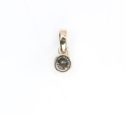 Salt And Pepper Round Brilliant Cut Diamond Bezel Setting Pendant 10k Gold Pendant Gift For Her - JayKrishna Diamond