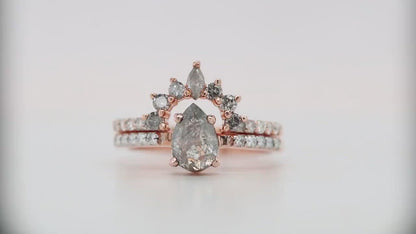 Pear Salt and Pepper Diamond Engagement Ring