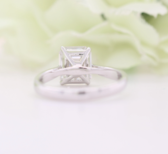 Emerald Moissanite Ring Thin Band Oval Engagement Ring, 14K Solid Gold Simple Emerald Solitaire Ring, Delicate & Dainty Promise Ring - JayKrishna Diamond