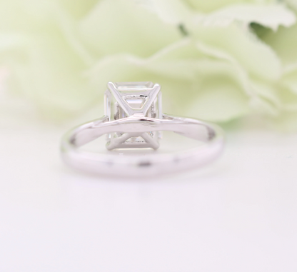 Emerald Moissanite Ring Thin Band Oval Engagement Ring, 14K Solid Gold Simple Emerald Solitaire Ring, Delicate & Dainty Promise Ring - JayKrishna Diamond