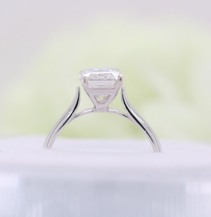 Emerald Moissanite Ring Thin Band Oval Engagement Ring, 14K Solid Gold Simple Emerald Solitaire Ring, Delicate & Dainty Promise Ring - JayKrishna Diamond