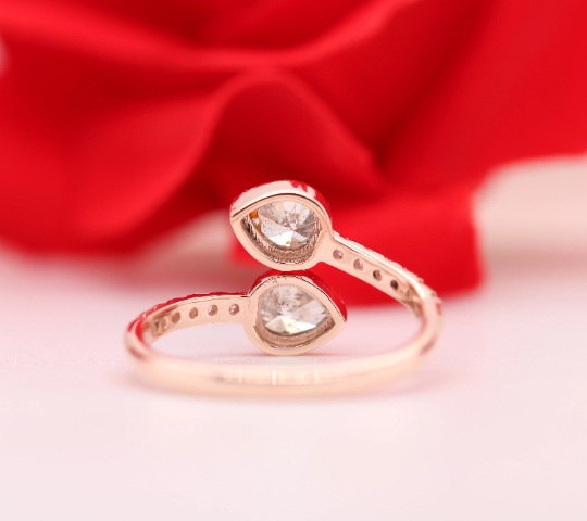 Pear Cut Natural Diamond Wedding Ring, 0.90 CT Diamond jewelry in 14K Gold Gift for Women Engagement - JayKrishna Diamond