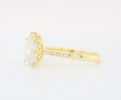 Pear moissanite Engagement Ring/ Colorless Moissanite Wedding Ring/ Moissanite Bridal Ring/ 14k Gold Freeform Shank Proposal Ring - JayKrishna Diamond