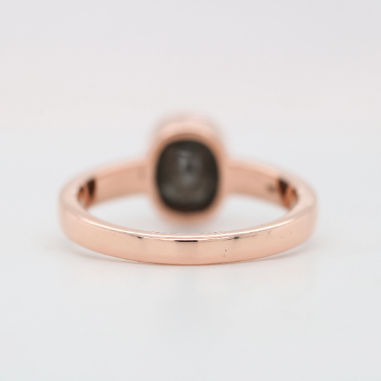 Salt And Pepper Oval Cut Diamond On Bezel Set 14K Rose Gold Galaxy Diamond Engagement Ring For Her - JayKrishna Diamond