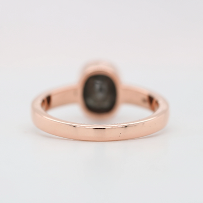 Salt And Pepper Oval Cut Diamond On Bezel Set 14K Rose Gold Galaxy Diamond Engagement Ring For Her - JayKrishna Diamond
