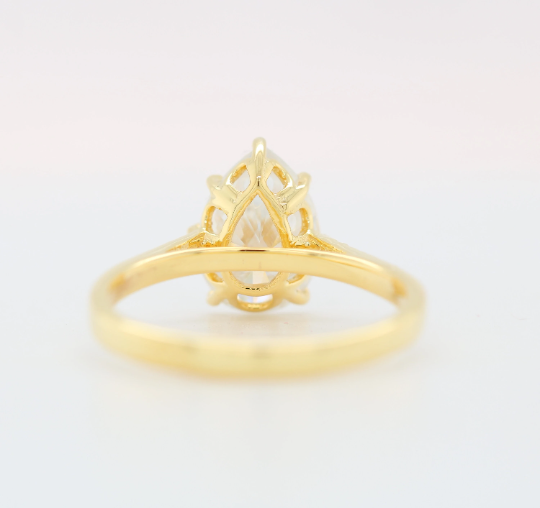 Pear moissanite Engagement Ring/ Colorless Moissanite Wedding Ring/ Moissanite Bridal Ring/ 14k Gold Freeform Shank Proposal Ring - JayKrishna Diamond