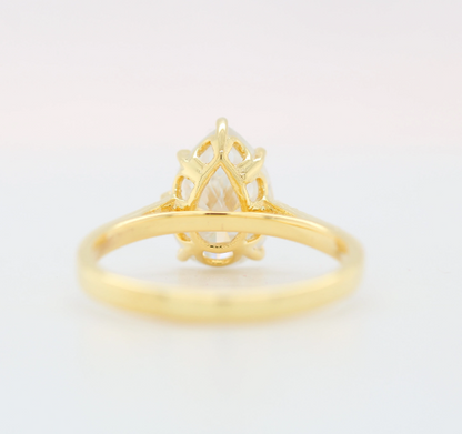 Pear moissanite Engagement Ring/ Colorless Moissanite Wedding Ring/ Moissanite Bridal Ring/ 14k Gold Freeform Shank Proposal Ring - JayKrishna Diamond