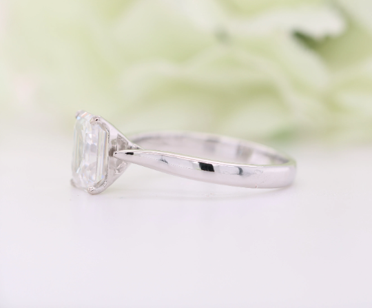 Emerald Moissanite Ring Thin Band Oval Engagement Ring, 14K Solid Gold Simple Emerald Solitaire Ring, Delicate & Dainty Promise Ring - JayKrishna Diamond