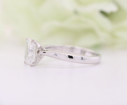 Emerald Moissanite Ring Thin Band Oval Engagement Ring, 14K Solid Gold Simple Emerald Solitaire Ring, Delicate & Dainty Promise Ring - JayKrishna Diamond