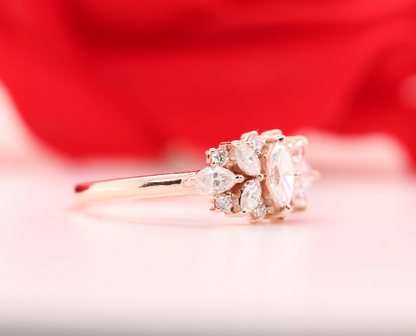 Natural Marquise Shape Designer Engagement Ring - JayKrishna Diamond